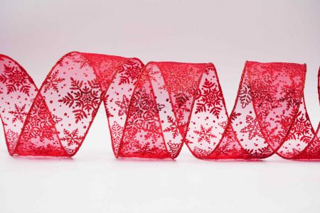 Glitter Snowflakes Wired Ribbon_KF7246GR-7R_red